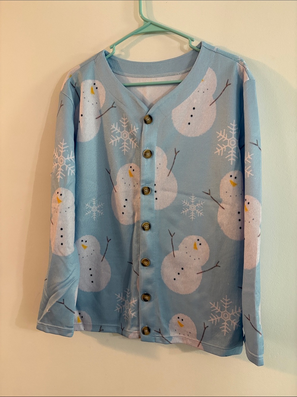 Snowman button down top